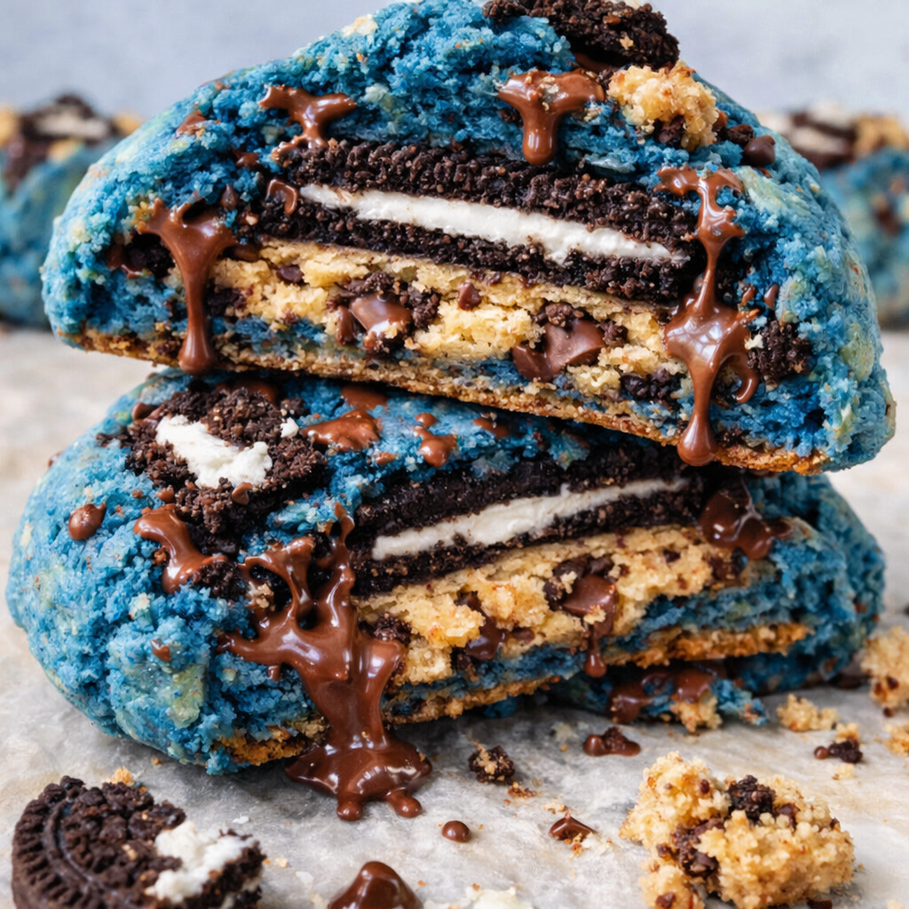 Cookie Monster Stuffed Cookies
